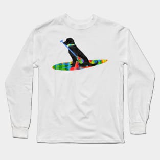 Colorful Stand Up Paddle Board Preppy Black Lab Long Sleeve T-Shirt